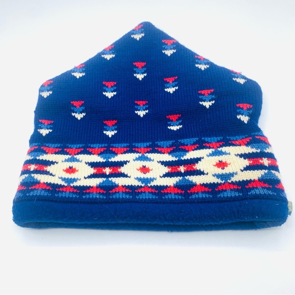 Vintage Turtle Fur Blue Wool Knit Ski Hat Fleece Poppy Gall Vermont - Picture 1 of 10